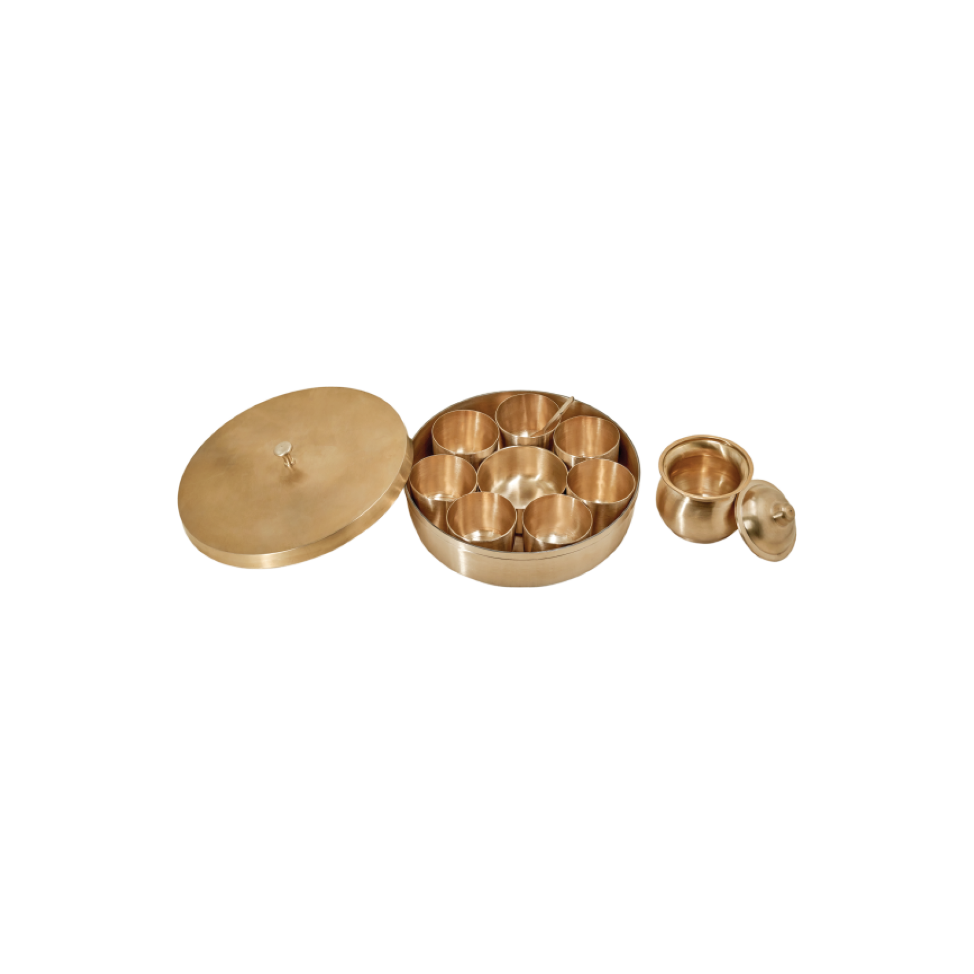 Bronze Kitchen Set - Spice Box (Masala Box) with Ghee Loti