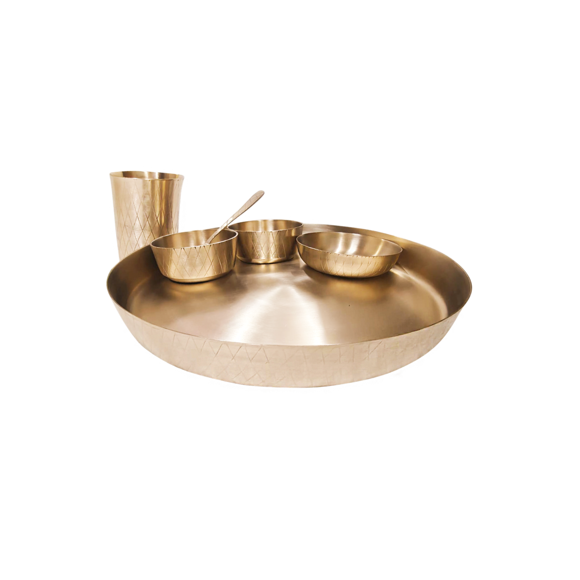 Bronze Dinner Set - Checks | 6 Items