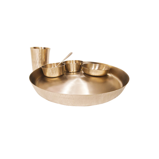 Bronze Dinner Set - Checks | 6 Items