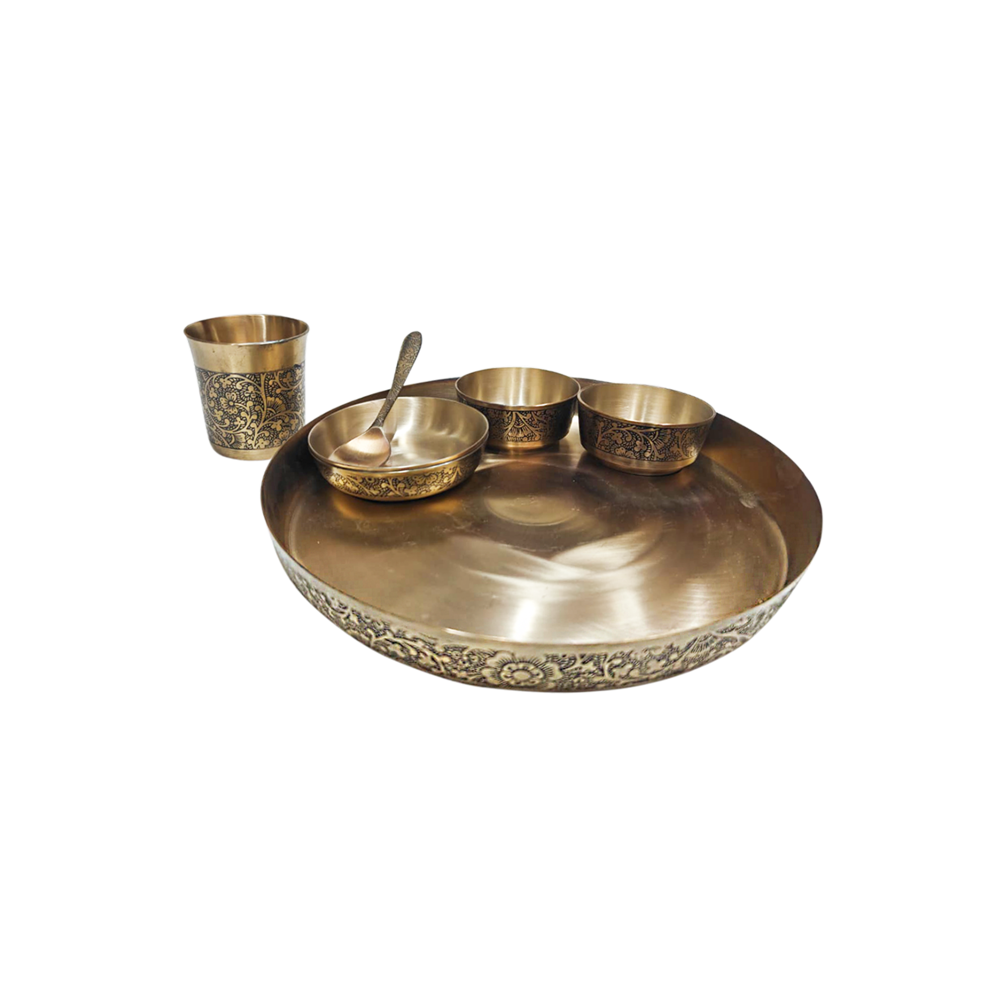 Bronze Dinner Set - Vintage | Oxidised Carving