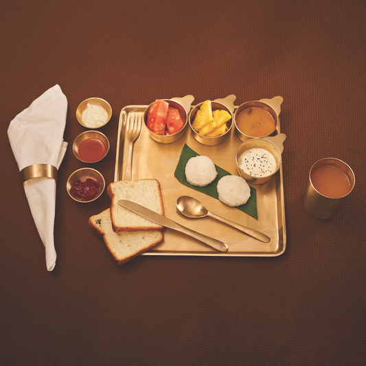 Bronze Dinner Set - Sqaure Woods | 13 Items