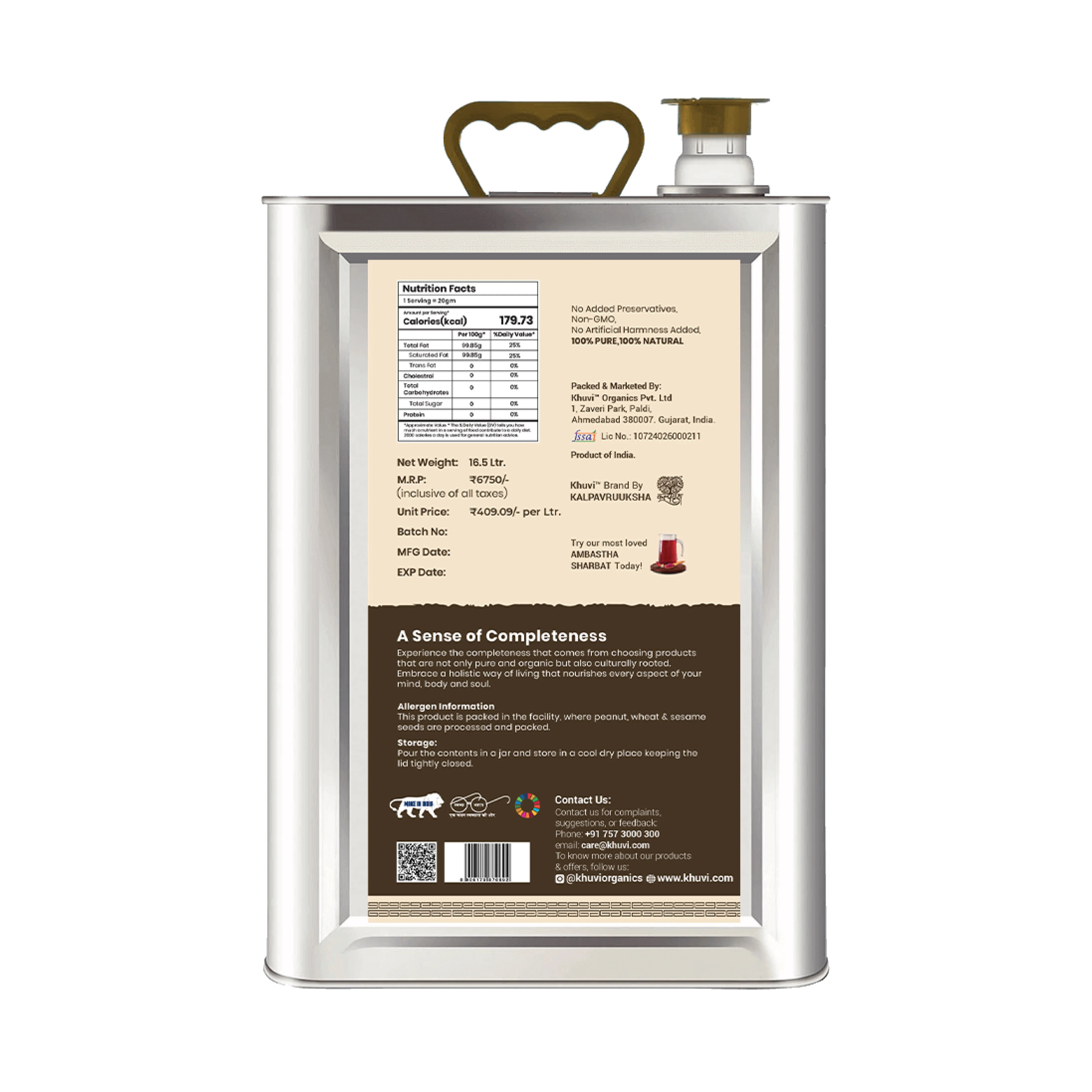 Cold Pressed Black Sesame Oil (Kachi Ghani)