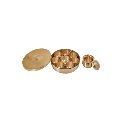 Bronze Kitchen Set - Spice Box (Masala Box) with Ghee Loti
