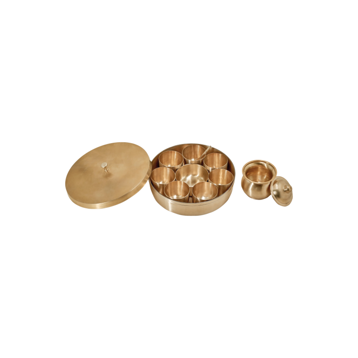 Bronze Kitchen Set - Spice Box (Masala Box) with Ghee Loti