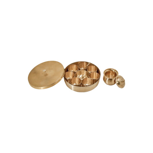 Bronze Kitchen Set - Spice Box (Masala Box) with Ghee Loti